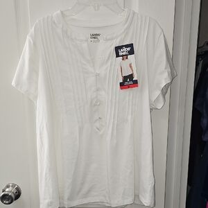 Lands' End Classic White Pleated Top